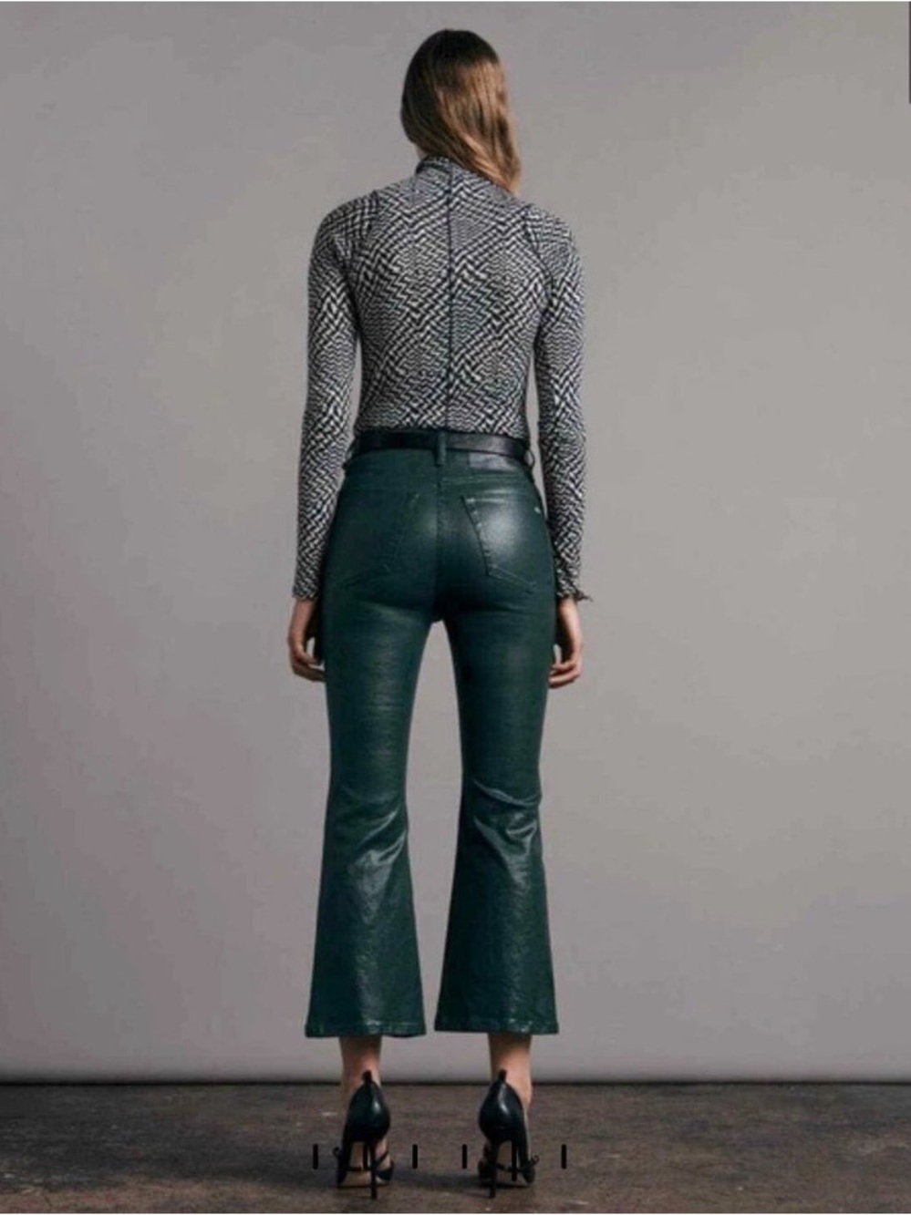 Rag & Bone Casey High-Rise Ankle Flare - Coated Pine Grove - Picture 4 of 6